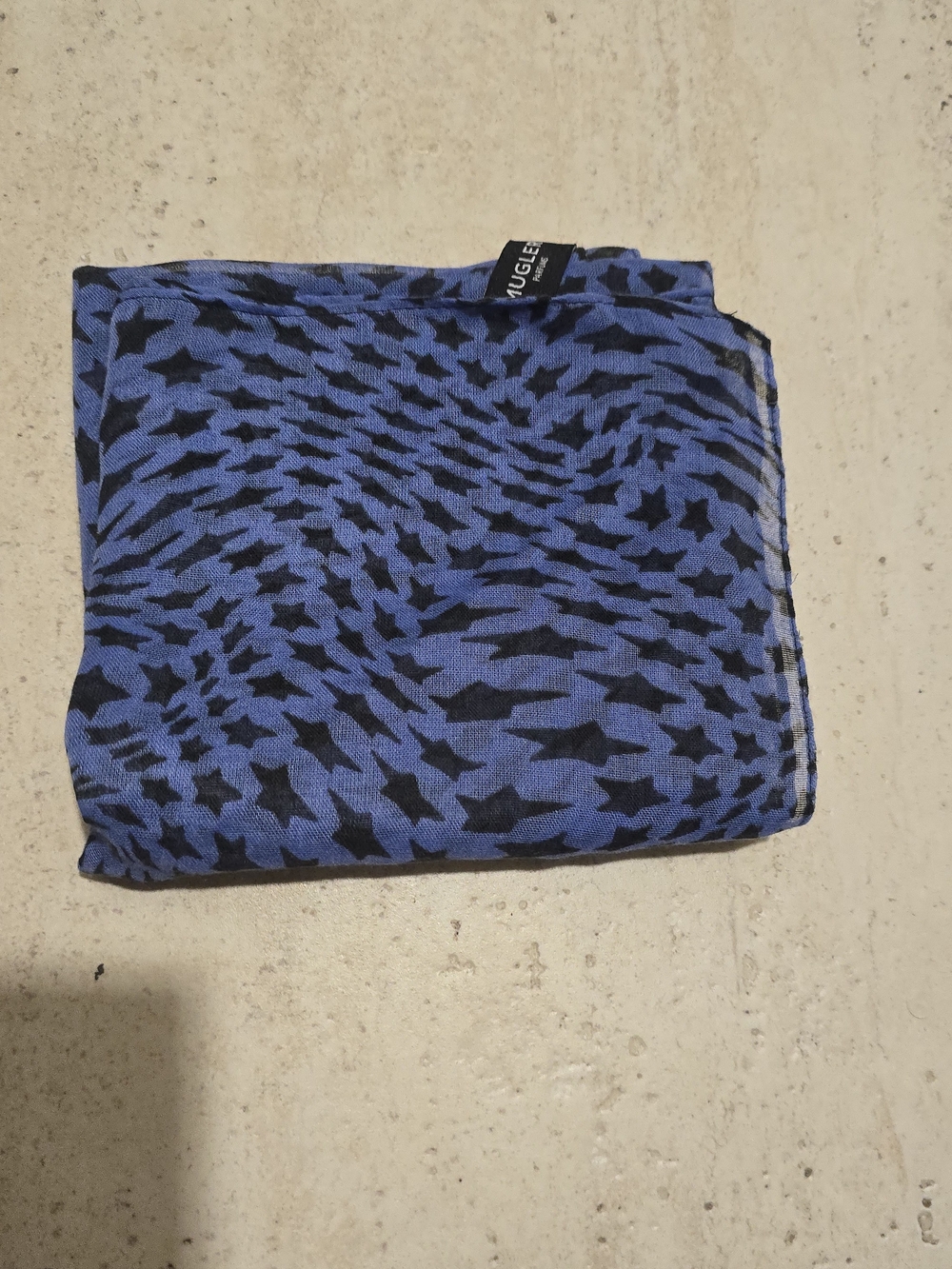 Mugler Blue and Black Star Motif Pocket Square
